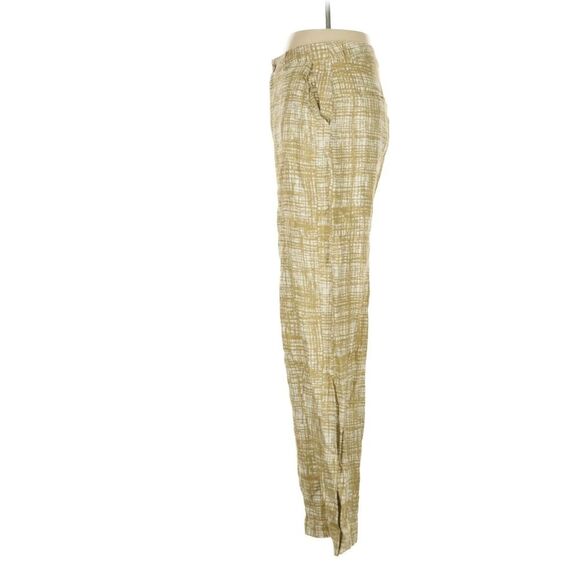 Reformation Jameson Linen Pant Wide Leg Olive Green Abstract print Burlap Pocket - Picture 5 of 8